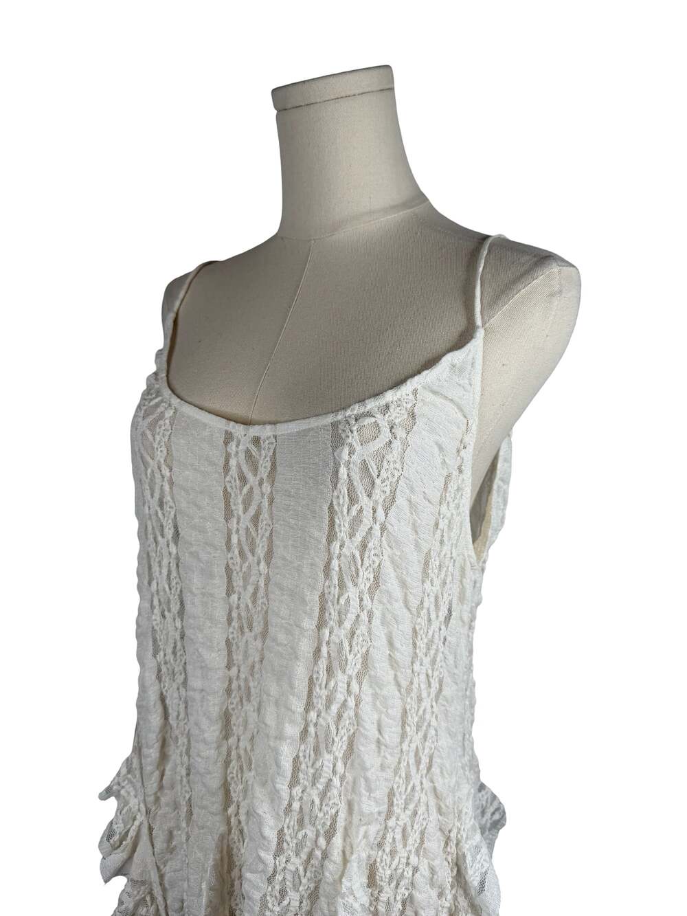 Zara White Lace Ruffle Hem Camisole Tank Top Large NWT - Picture 3 of 6